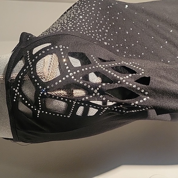 Sheilay Sparkly Black Block Neckline Long Sleeve Blouse, Size: M - Picture 4 of 7